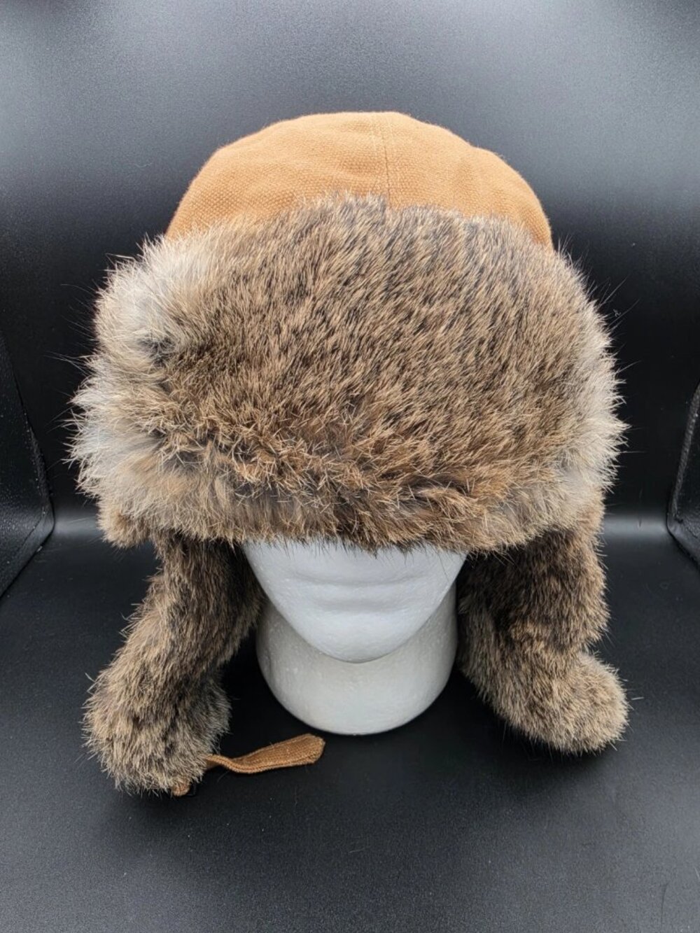 Paul Leiburd Crown Cap Aviator Rabbit Lined Trapper Hat EUC